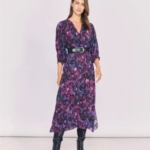 IRO Purple Floral Midi Dress
